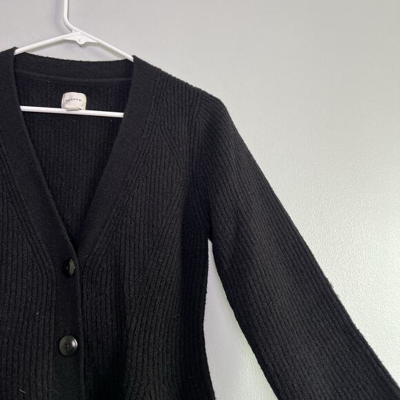 Maeve Womens Wool Blend V Neck Hourglass Cardigan Black Sz S Ribbed Knit - Picture 5 of 13